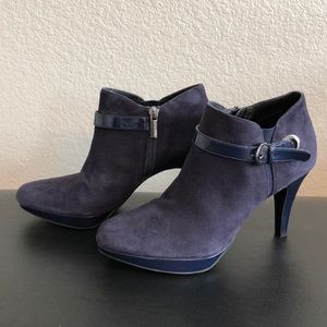 Navy suede booties